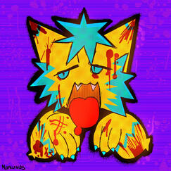 Chip but drawn in the style of a Femtanyl Cover art (Head-Shot art with background made of scanlines and various effects)